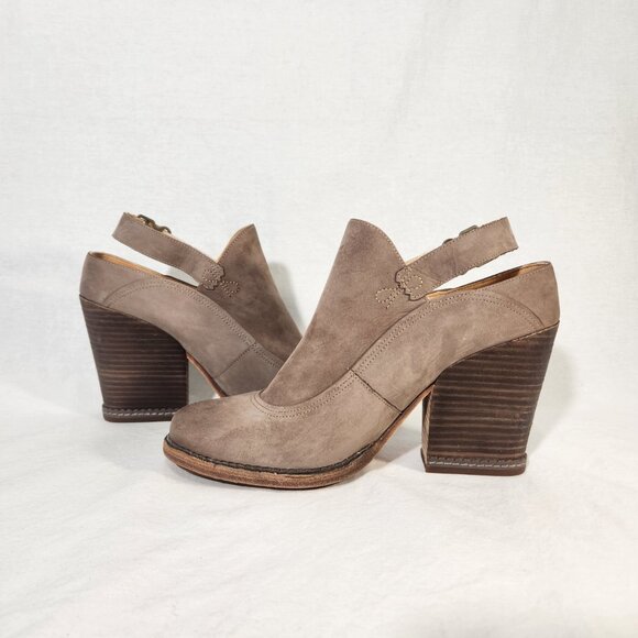 TIMBERLAND Marge Suede Slingback Bootie Taupe Gray Leather Block Heel Size 10. - Picture 6 of 16